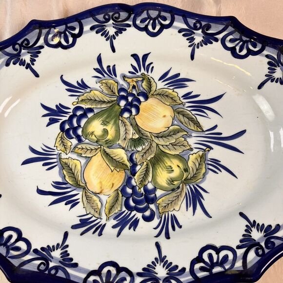 TUSCAN TABLE LARGE OVAL FRUIT FLORAL SERVING PLATTER TRAY- MADE IN ITALY - Picture 4 of 7
